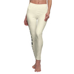 Women's Casual Leggings — Side Script Graphic, Neutral Beige