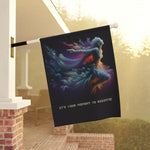 Celestial Angel Outdoor Garden Flag - Detailed View of Art and Radiate Quote | Iron Phoenix GHG Customs