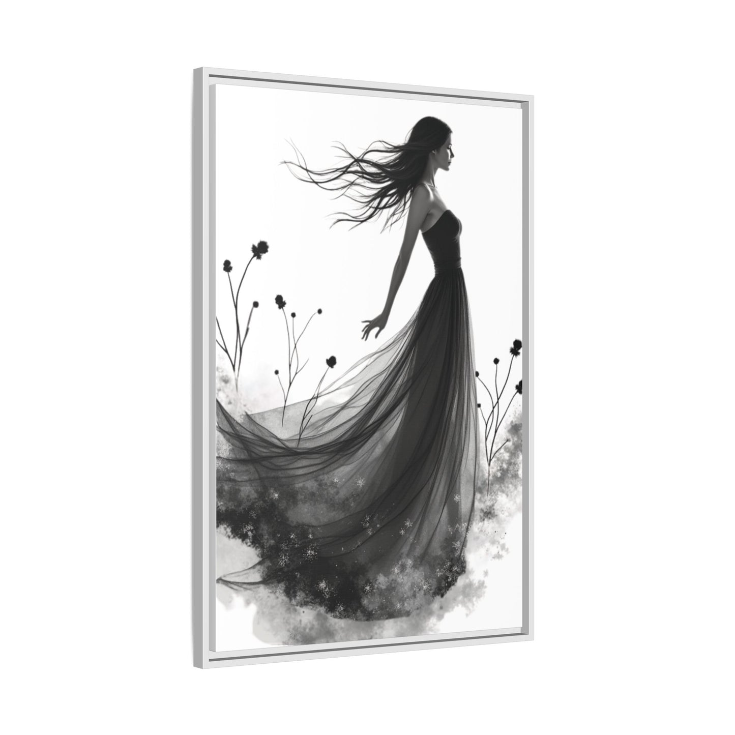 Canvas Print, Woman in Grass, Wall Art Decor, Female Portrait Picture, Nature Illustration