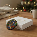 Stained Glass Cat Ornament - Close-up of ceramic texture and gold string | Iron Phoenix GHG Customs