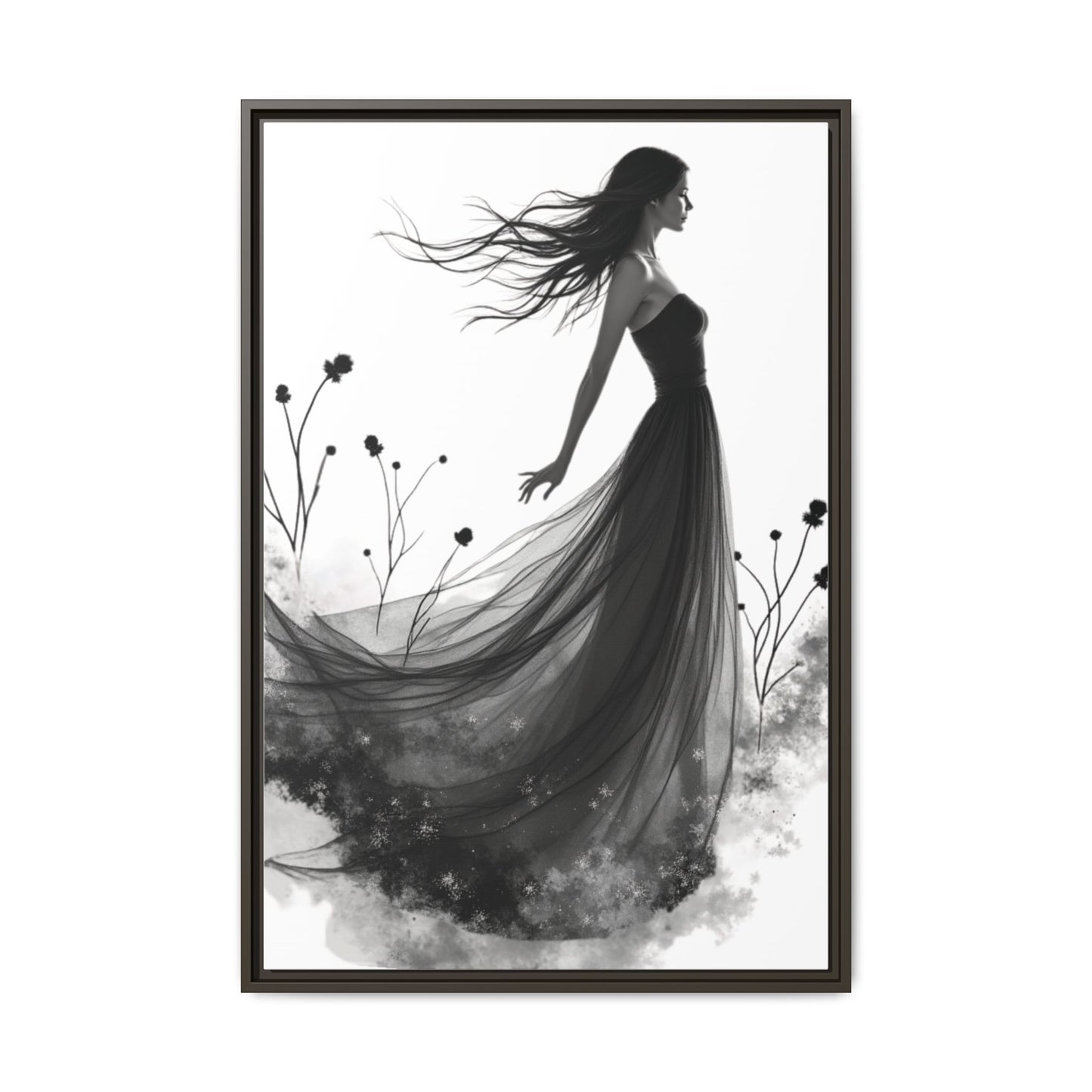 Canvas Print, Woman in Grass, Wall Art Decor, Female Portrait Picture, Nature Illustration