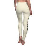Women's Casual Leggings — Side Script Graphic, Neutral Beige