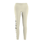 Women's Casual Leggings — Side Script Graphic, Neutral Beige