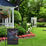 Celestial Angel Outdoor Garden Flag - Back View Showing Double Sided Print | Iron Phoenix GHG Customs