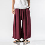 Linen Casual Cropped Trousers Straight Wide-leg