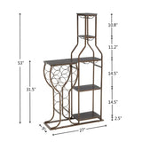 Grey 11-Bottle Floor Wine Rack,5 Tier Freestanding Wine Rack With Wine Glass Holder And Storage Shelves,for Home Bar,Living Room,Dining Room,Gift