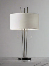 Stylish Triple Pole Brushed Steel Metal Table Lamp-1