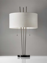 Stylish Triple Pole Brushed Steel Metal Table Lamp-6