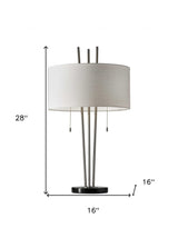 Stylish Triple Pole Brushed Steel Metal Table Lamp-7