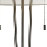 Stylish Triple Pole Brushed Steel Metal Table Lamp-4