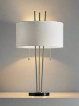 Stylish Triple Pole Brushed Steel Metal Table Lamp-5