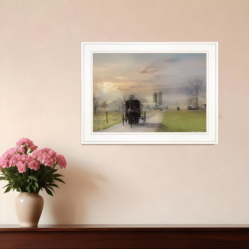 Morning Exercise 2 White Framed Print Wall Art-0
