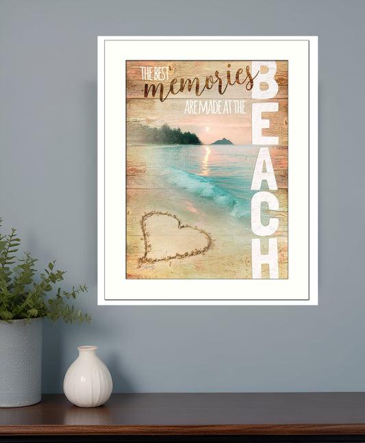 Beach Memories 3 White Framed Print Wall Art-0