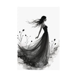 Elegant Satin Wall Art Poster, Black and White Art Print, Home Decor, Gifts for Her, Wedding Decor, Floral Artwork
