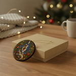 Stained Glass Cat Ornament - Back view of the round ceramic decoration | Iron Phoenix GHG Customs