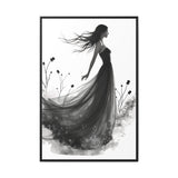 Canvas Print, Woman in Grass, Wall Art Decor, Female Portrait Picture, Nature Illustration