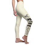 Women's Casual Leggings — Side Script Graphic, Neutral Beige
