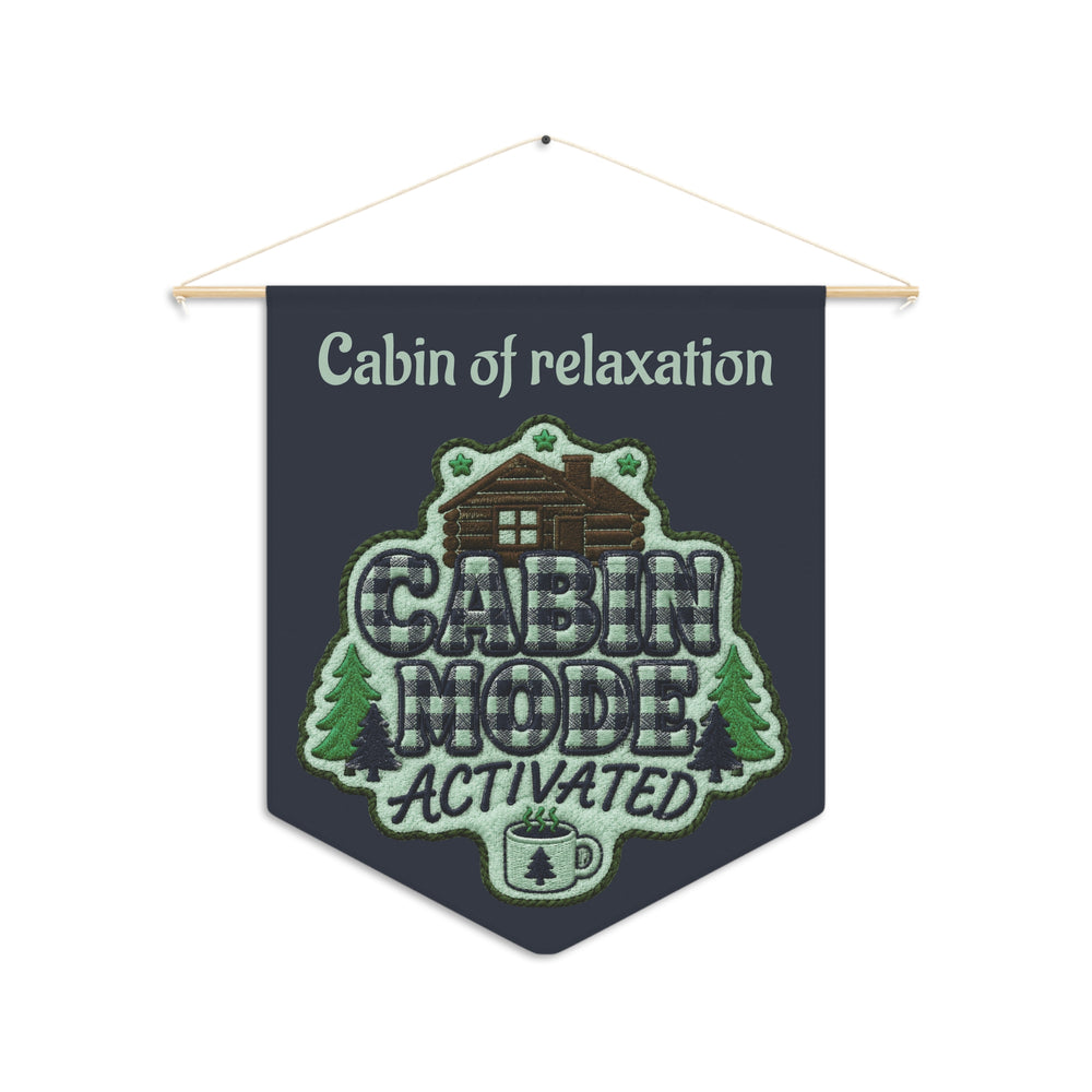 Cabin Mode Activated Pennant | Cozy Lodge, Tree, Mug Graphic