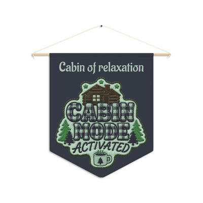 Cabin Mode Activated Pennant | Cozy Lodge, Tree, Mug Graphic