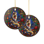 Stained Glass Cat Ornament - Two ornaments showing the vibrant colors | Iron Phoenix GHG Customs