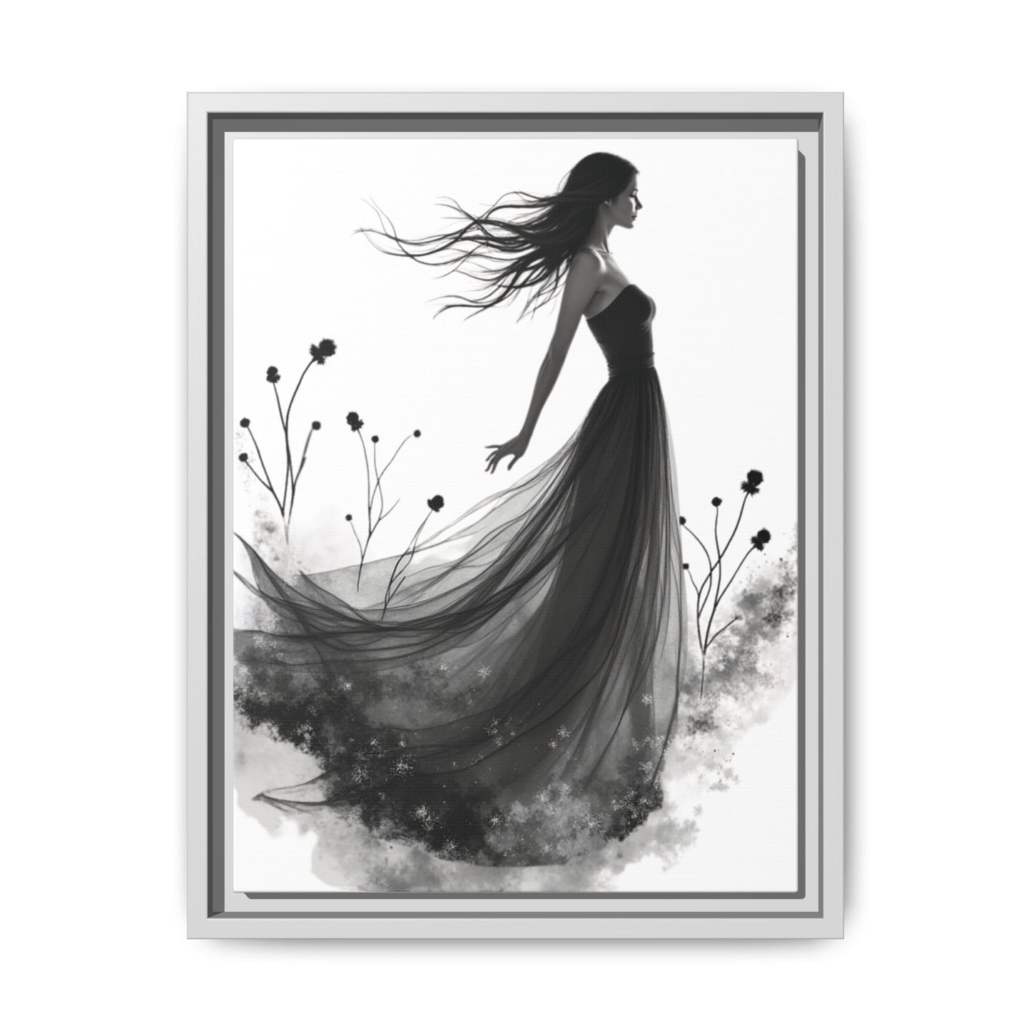 Canvas Print, Woman in Grass, Wall Art Decor, Female Portrait Picture, Nature Illustration
