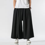 Linen Casual Cropped Trousers Straight Wide-leg