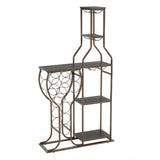 Grey 11-Bottle Floor Wine Rack,5 Tier Freestanding Wine Rack With Wine Glass Holder And Storage Shelves,for Home Bar,Living Room,Dining Room,Gift